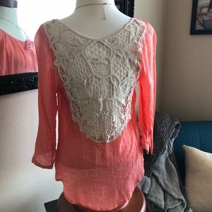 Bohemian, lace backed blouse